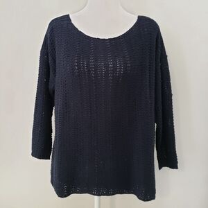 Guess Womens Open Knit Sweater SMALL Oversized Beachy Back‎ Zip Casual